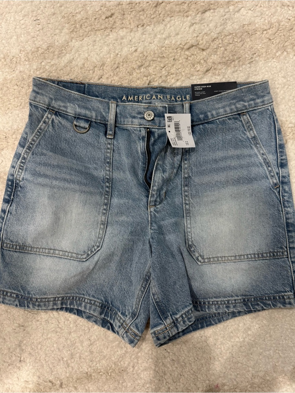 American Eagle Outfitters Light Blue Washed Denim High-Rise Shorts